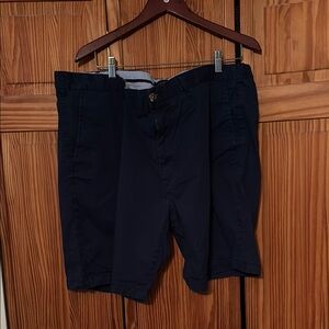 Blue Flat Front Casual Shorts